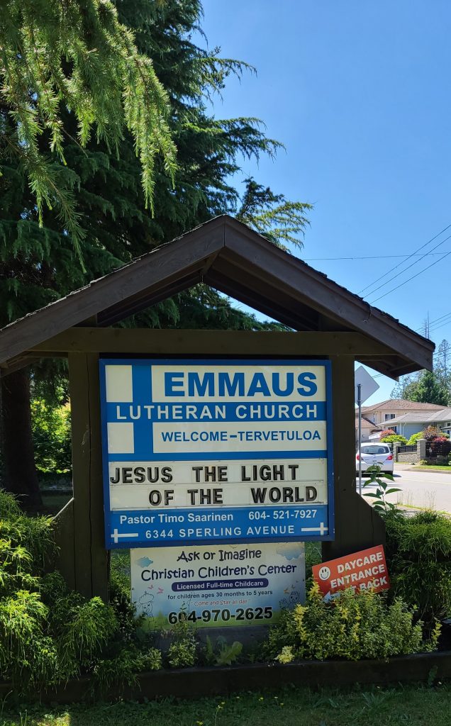 Emmaus Lutheran Welcome Tervetuloa