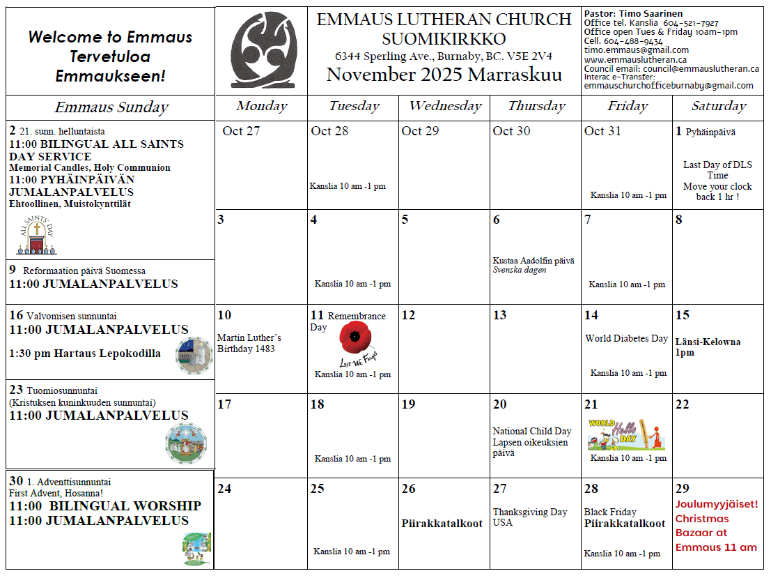 November calendar