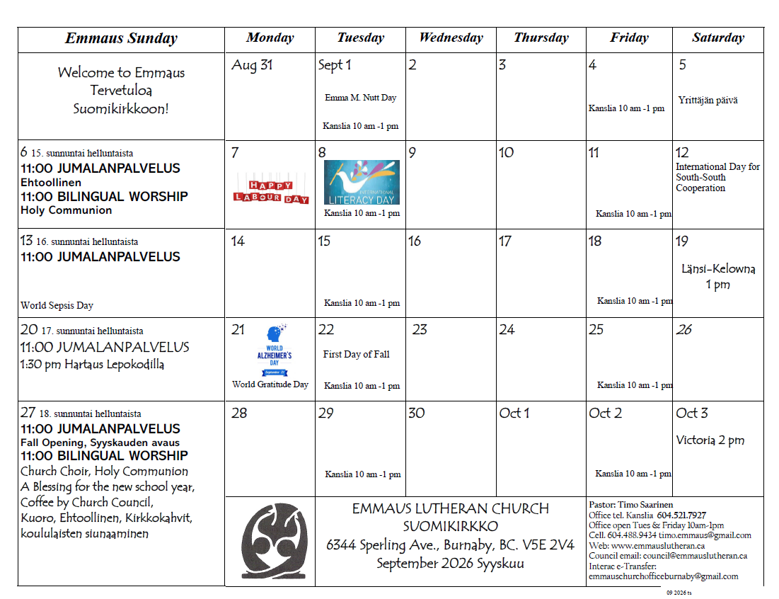 November calendar