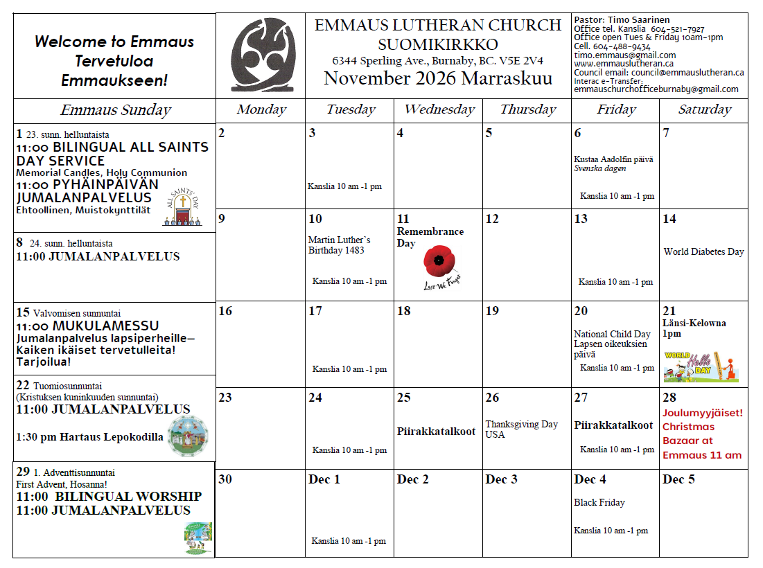 November calendar